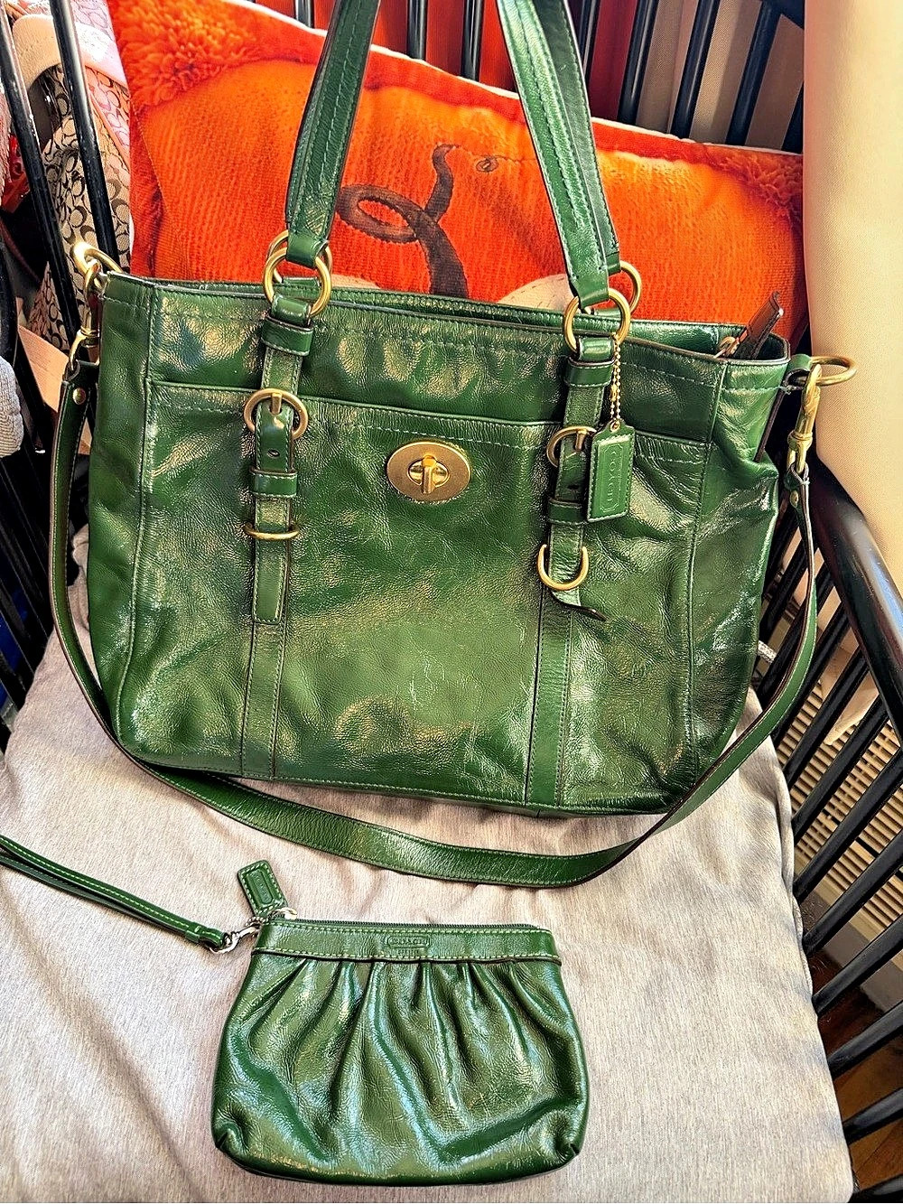 Coach Madison Leather Shoulder Bag Green